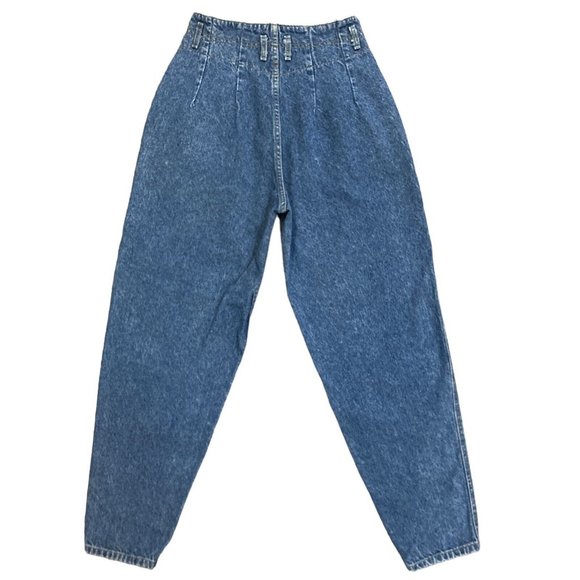 VTG Lee Pleated Tapered Bareback Jeans Medium Wash Size 9 28”x29” - Picture 2 of 7